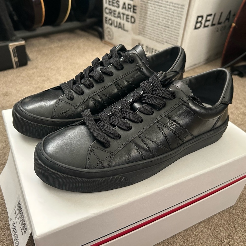 Moncler Black Leather Monaco2 D Women’s Sneaker shoes size 39EU/9US New w/ box!